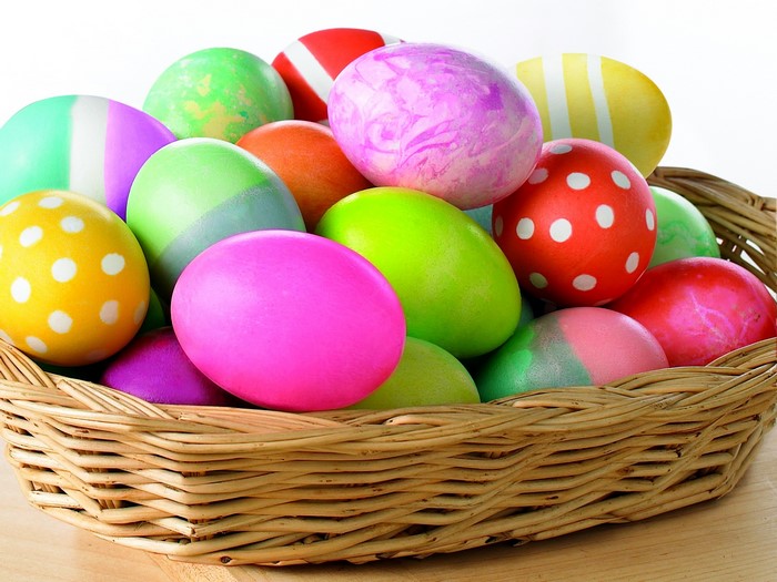 Easter Eggs in a Wicker Basket