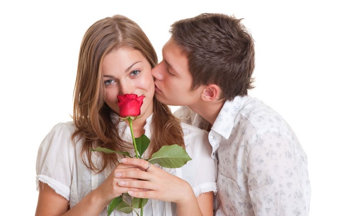 Couple with a red rose