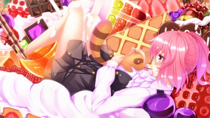 Ririchiyo Shirakiin from Inu x Boku SS surrounded by sweets