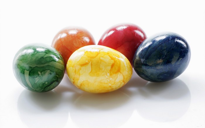 Colorful Easter Eggs on White Background