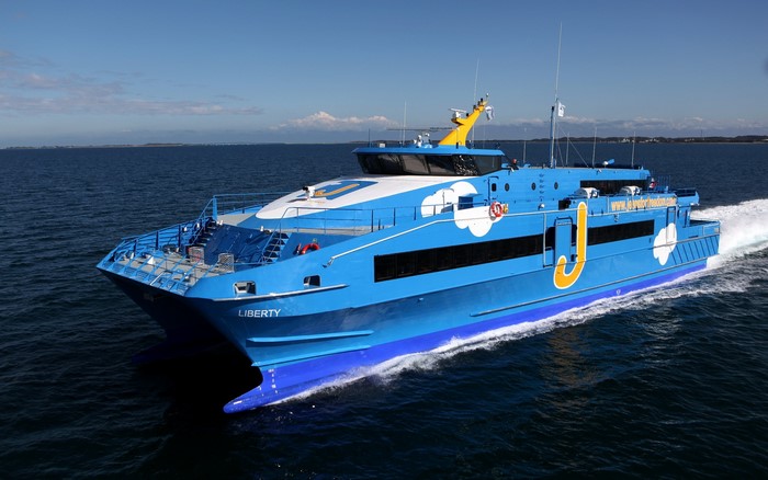 The ferry Liberty sailing on the ocean