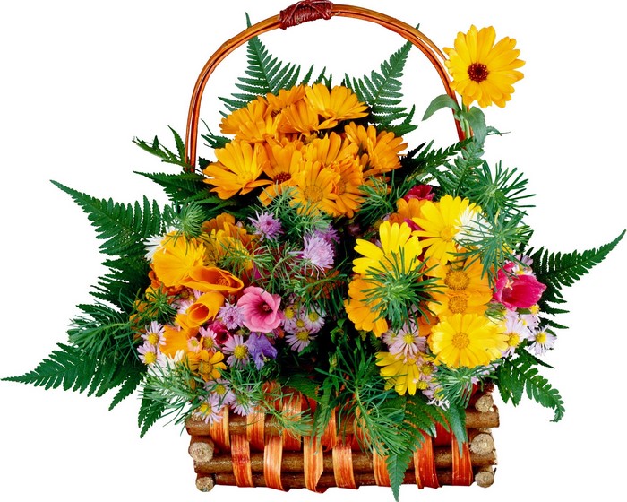 Flower bouquet in a basket