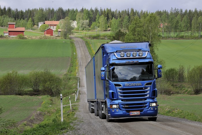 Blue Scania R 730 Truck on a Country Road