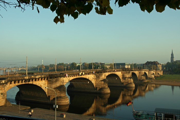 Augustus Bridge over the Elbe River in Dresden