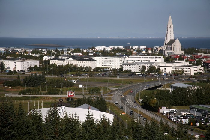 Hallgrímskirkja church and cityscape in Reykjavik, Iceland