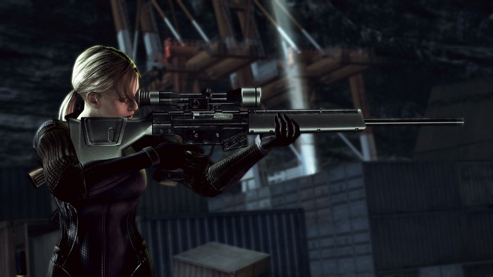 Jill Valentine with sniper rifle in Resident Evil