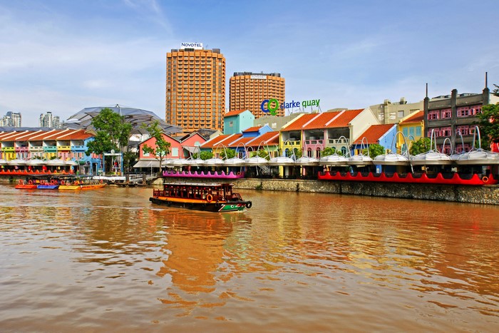 Clarke Quay Singapore with Novotel buildings