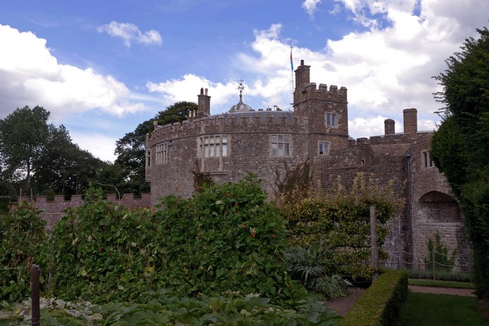 Walmer Castle with garden and cloudy sky