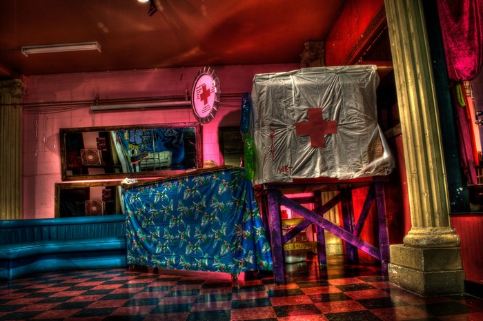 Interior with medical cross symbols