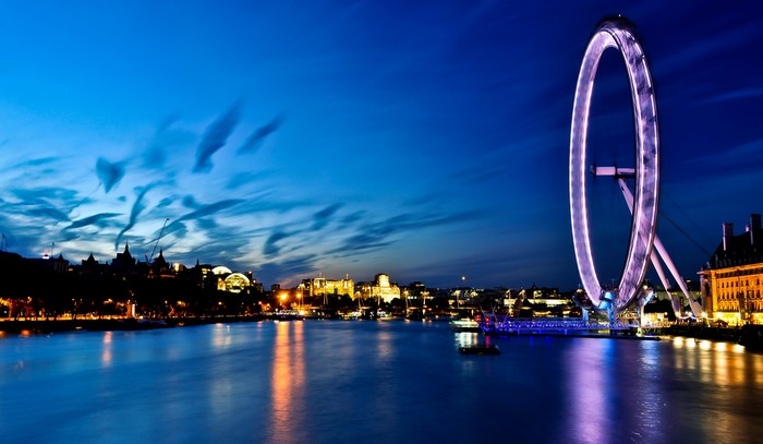 London Eye and Thames River at Dusk
