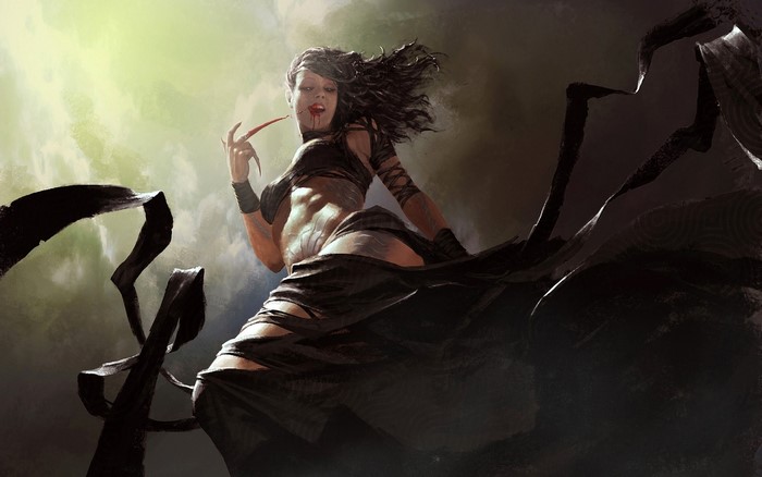 Vampire woman with black ribbons