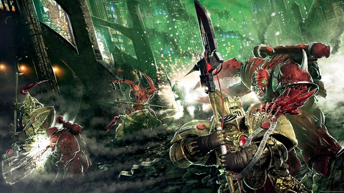 Warhammer 40000 Chaos Space Marines fighting.