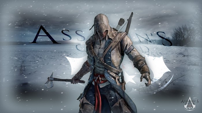 Connor from Assassin's Creed 3 in a snowy landscape