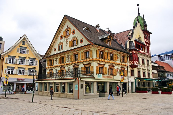 Ornate buildings in a European town square