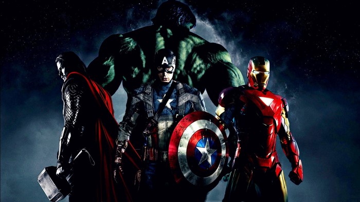 The Avengers: Captain America, Thor, Iron Man, and Hulk