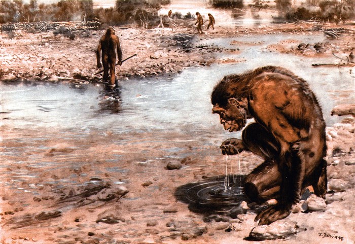 Heidelberg man drinking water by Zdenek Burian