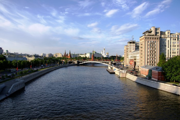 Moscow Kremlin and Moskva River with Bridge