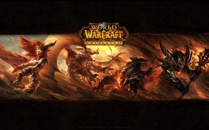 World of Warcraft Cataclysm with dragons and a demoness