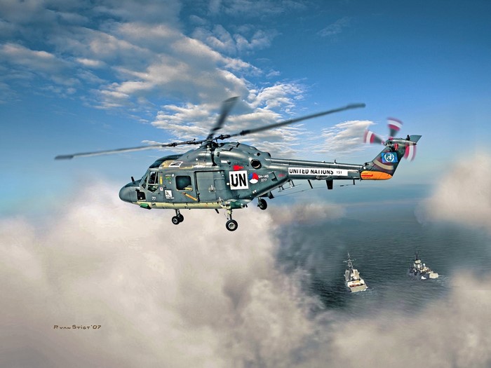 United Nations Helicopter over the Ocean