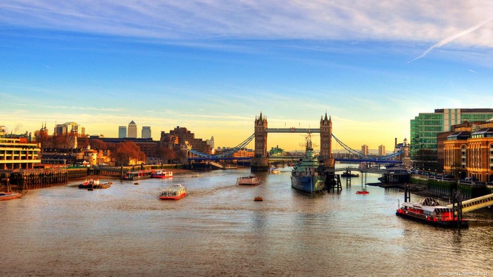 Tower Bridge and River Thames in London, United Kingdom