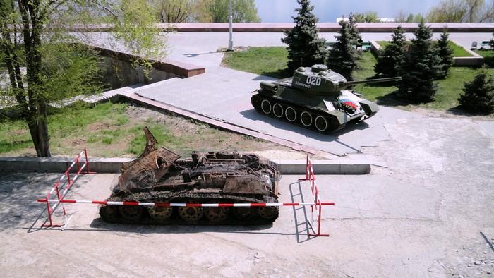 Two Tanks, One Destroyed, One Monument
