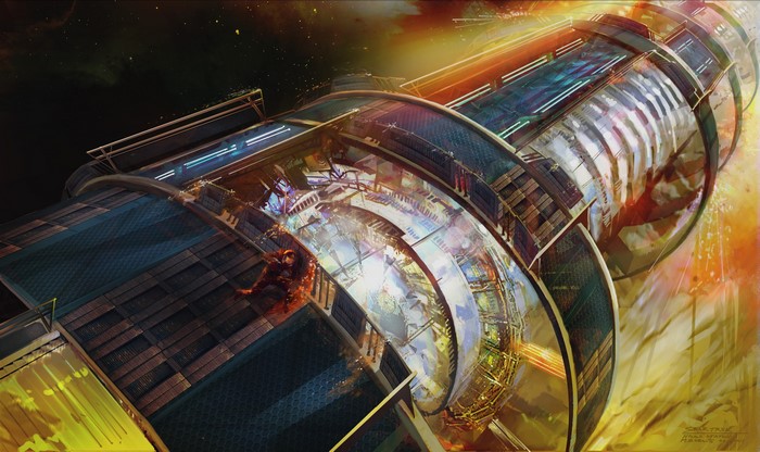 Star Trek space station with a figure