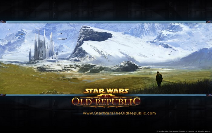 Star Wars The Old Republic landscape with castle and figure