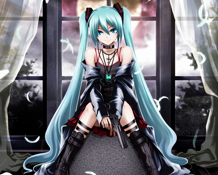 Hatsune Miku with a Gun