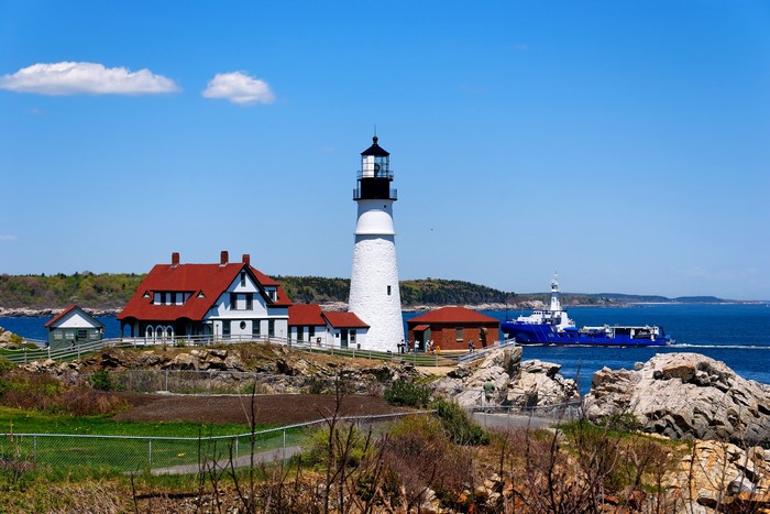Portland Head Light and Ferry Boat