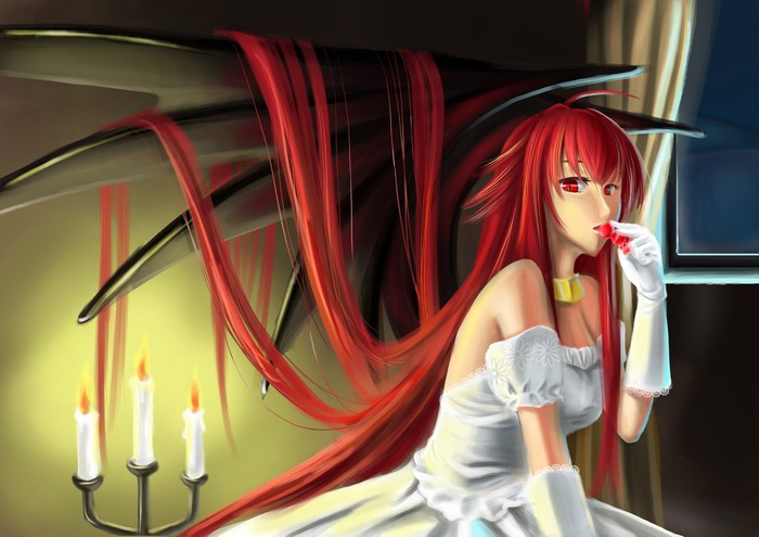 Rias Gremory from High School DxD eating candy