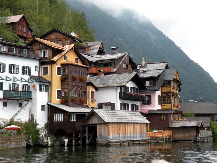 Hallstatt, Austria lakeside village with traditional houses