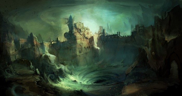 Gothic Fantasy City with Whirlpool