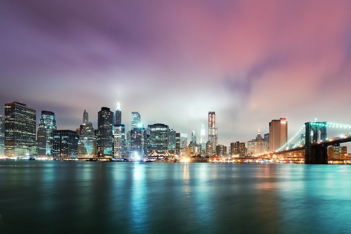 Brooklyn Bridge and New York City Skyline at Night