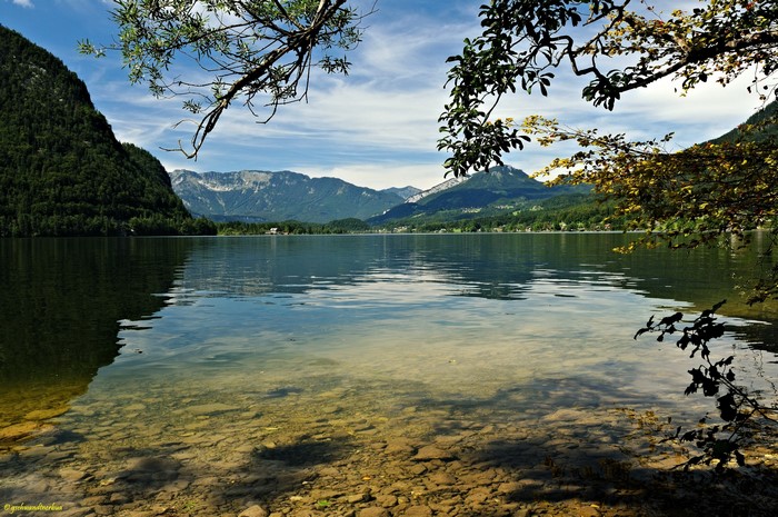 Lake Hallstatt in Austria with Mountains