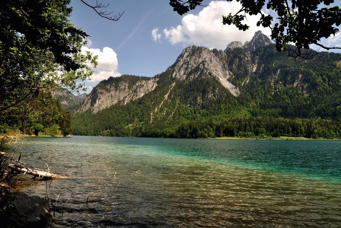 Lake and mountains with trees