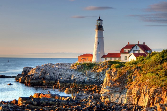 Portland Head Light Lighthouse on Rocky Coast