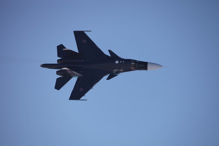 Russian fighter jet flying in the sky