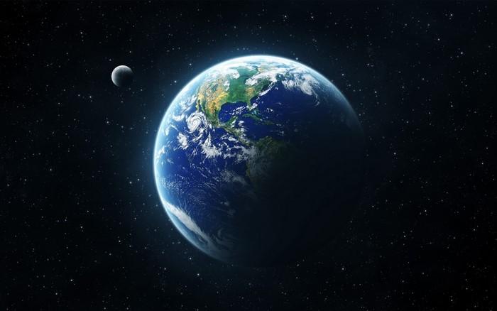 Earth and Moon in Space