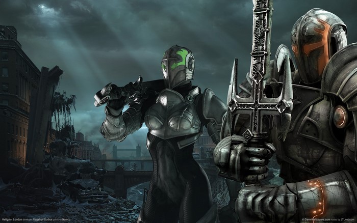 Hellgate: London characters in ruined city