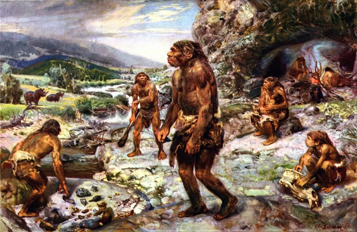 Neanderthal encampment by Zdenek Burian