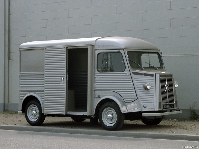 Silver Citroen H Van parked by a wall