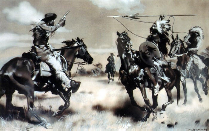 Zdenek Burian's Scalp Hunters painting