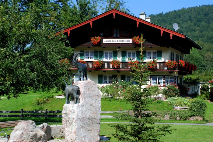 Landhaus Christliger house with goat statues in Germany