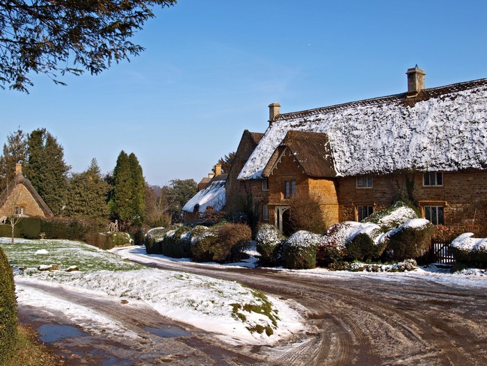 Snowy Village in the United Kingdom