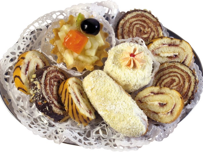 Assortment of pastries and cakes on a platter