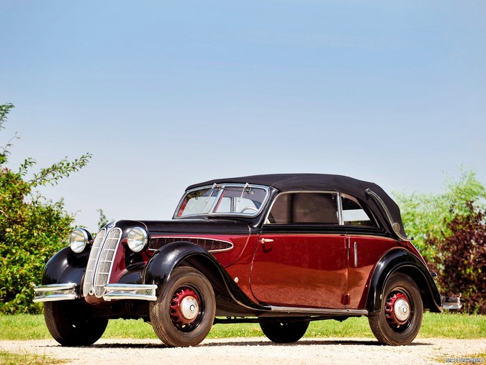 Vintage BMW convertible parked outdoors