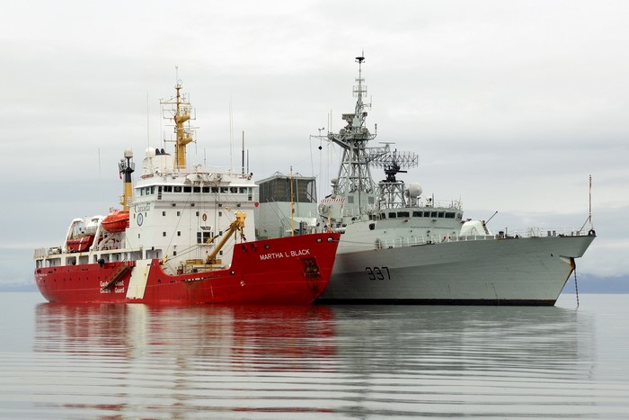 Canadian Coast Guard Ship Martha L. Black and a Naval Vessel