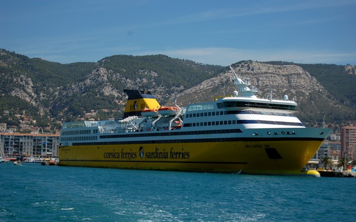 Corsica Ferries and Sardinia Ferries ship in harbor