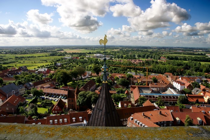 Aerial view of a town in Syddanmark, Denmark