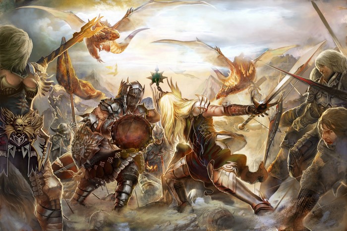 Battle between warriors and dragons in Forsaken World